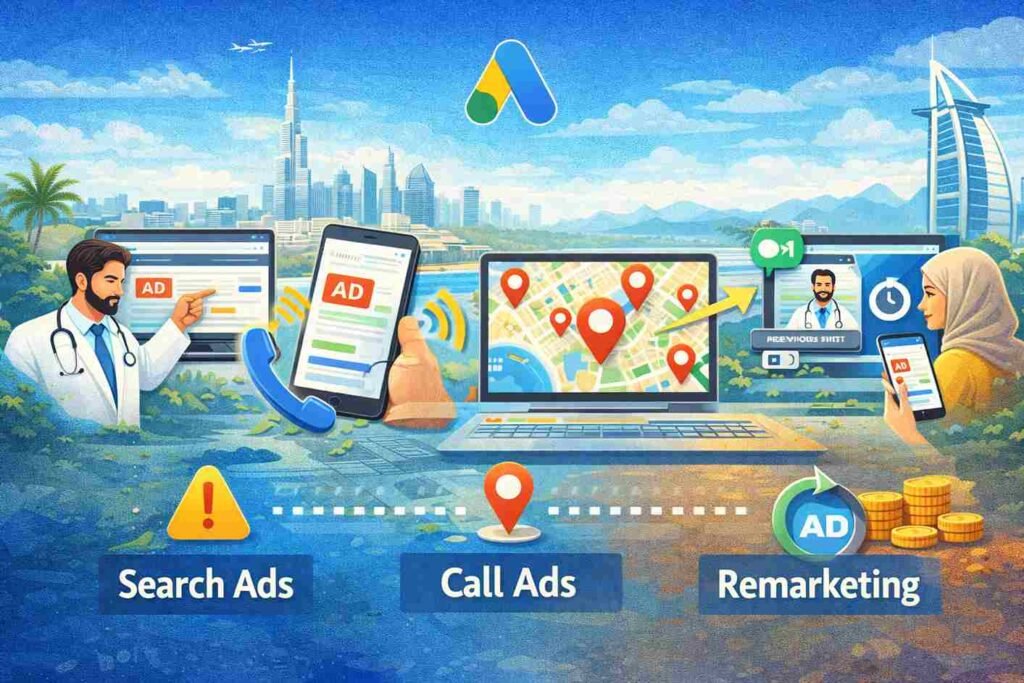 ما أنواع حملات إعلانات غوغل الأنسب للعيادات في دبي؟