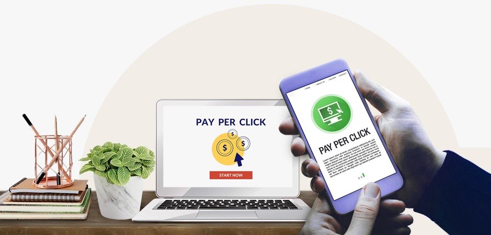 Image showing PPC campaign interfaces on both desktop and mobile devices, illustrating multi-device advertising strategies discussed in the article about pay-per-click advertising in UAE for international ecommerce brands.