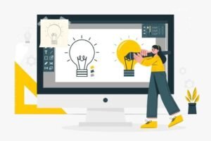 Illustration representing creative graphic design services for branding, social media visuals, and website design, featured in the article “Best graphic design services in Dubai for social media and websites.”