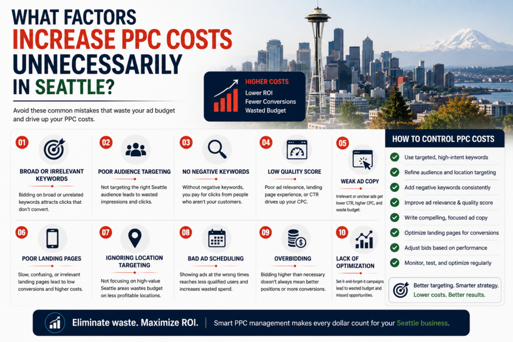What factors increase PPC costs unnecessarily in Seattle